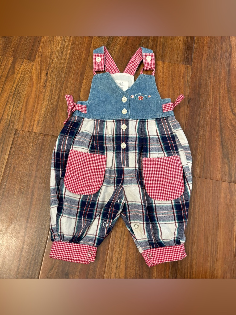 Unbranded Vintage Bonjour Denim Plaid Overalls